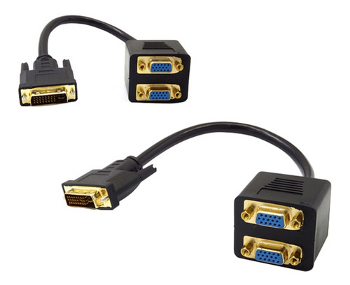 Adaptador De Monitor Dvi-i 24+ 5 Pines Macho A 2 Dual Vga He