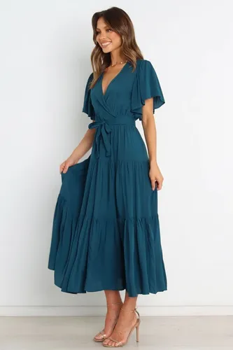 Vestido Estilo Vestidos Con Cuello En V Y Manga Mariposa