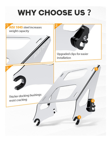 Soporte Desmontable Cromado Para Equipaje Harley Davidson 20