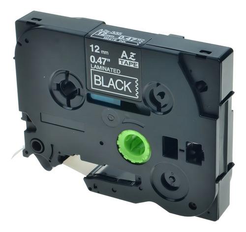 Cintas Tz 335 12mm Laminada Rotuladoras Fits Brother P-touch Color Fondo Negro / Letras Blancas