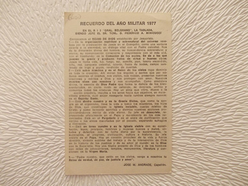6400-t/ Postal Recuerdo Año Militar Año 1977san Juan Bosco