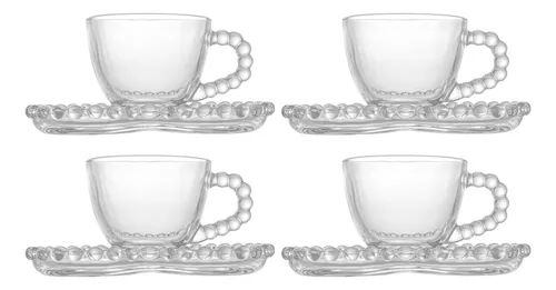 comprar Kit 4 Xícaras De Café 85ml Cu002F Pires Coração Pearl - Wolff