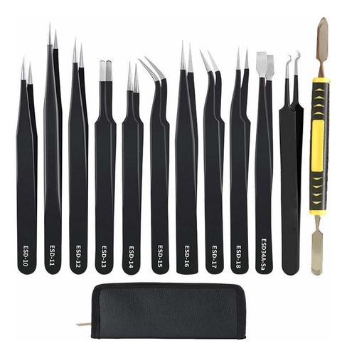 Yygj Precision Tweezers Set - 12 Pieces Anti-static Stain