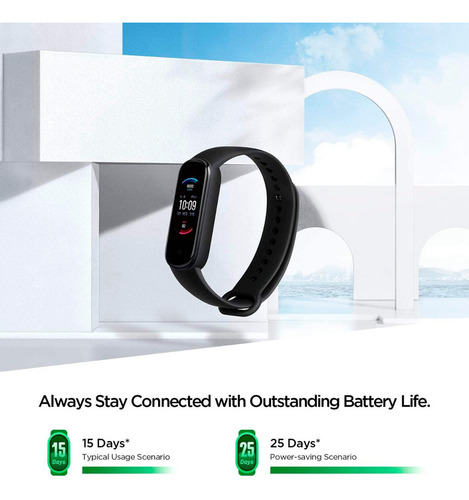 Imagen 9 de 9 de Banda Inteligente Amazfit Band 5 Smartwatch 1.1´´ Color de la caja Negro Color de la malla Midnight black Color del bisel Negro