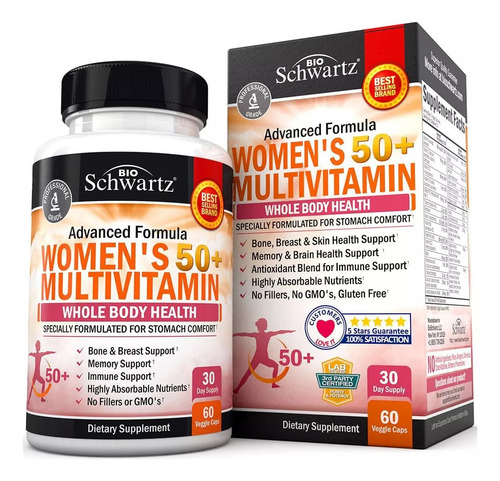 Bioschwartz 50 + Multivitamínicas Para Mujeres 60 Cáps Sabor Sin Sabor