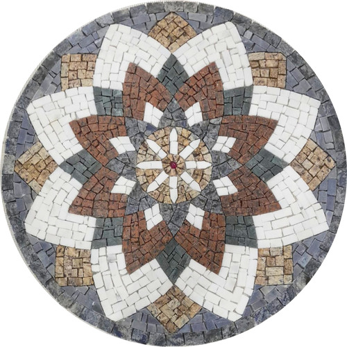 Mandala Indiana Piso Mosaico Árabe 80cm