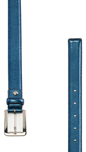 Cinturón Delgado Mujer Piel Metalizada Prada Mx 20205 Color Azul Diseño De La Tela Liso Talla 90