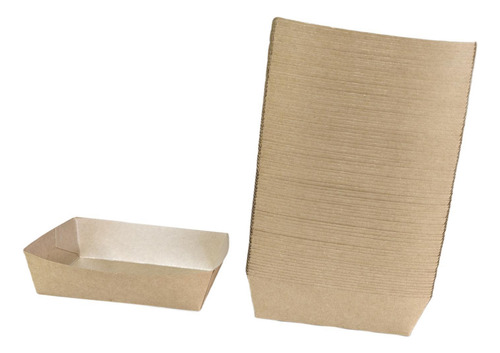 100x Kraft Papel Bandejas De Comida Recipiente De Bocadillos