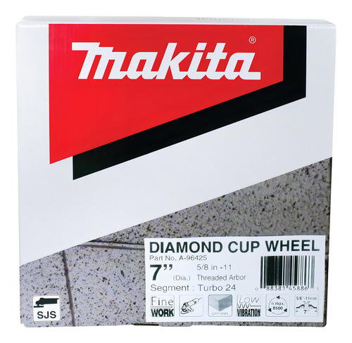 Makita A-96425 - Rueda De Copa De Diamante Antivibración, 24 Segmentos, 7 Pulgadas