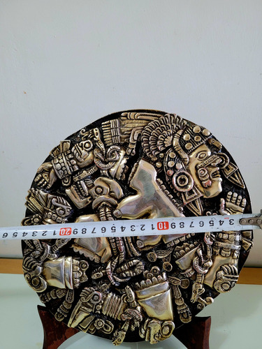 Figura Ornamental Escultura Azteca Bronce Arte Diosa Relieve (Usado)
