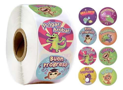 Rollo Stickers Animalitos Palabras Motivacion Escolares