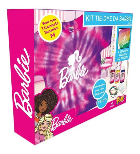 Kit Tie Dye Da Barbie Com Camiseta Tamanho M Fun 87028