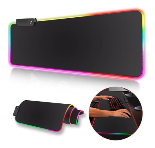 Mousepad Gamer Rgb Led Usb 80x30 Cm Xl Negro/ Crisol Tecno