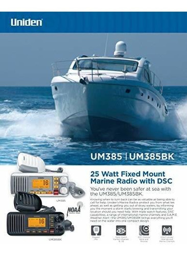 Radio Vhf Marina Uniden Um385bk De Montaje Fijo De 25 Vatios