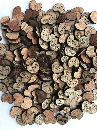 500 Piezas De Madera Rústica Corazón Del Amor De Boda...