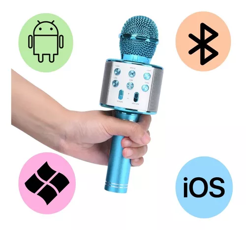 Microfone Bluetooth Sem Fio r Karaoke Reporter Cores Com