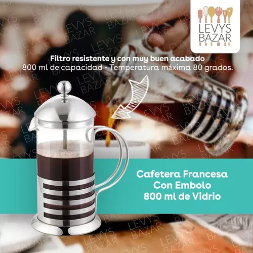 Cafetera Manual Prensa Francesa Con Embolo De Acero Y De Vidrio 800ml