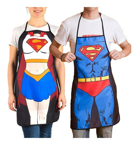 Set 2 Delantales Superwoman Y Superman 