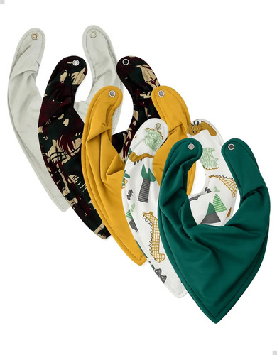 Babador Bandana Bebê Impermeável, Kit 5, Premium Eternizare Dinos Un