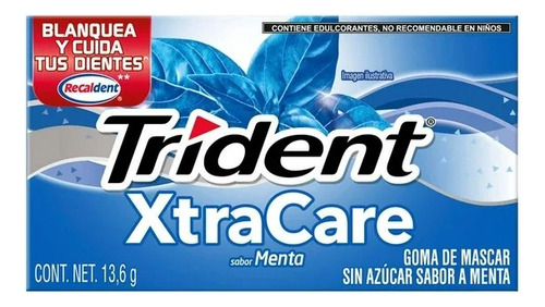 2 Pza Goma De Mascar Trident Xtracare Menta 13.6 G