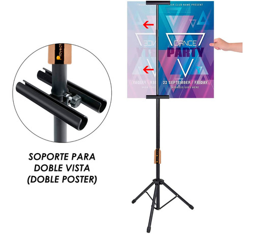 Imagen 3 de 8 de Tripie Banner Doble Vista Ajustable Para Carteles Rígidos