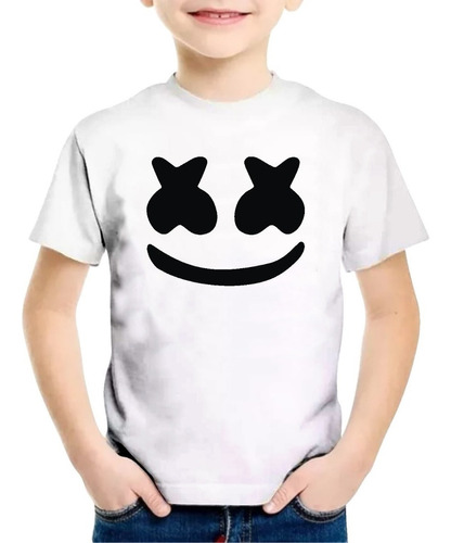 Polera De Niño Dj Marshmello Rostro, 100% Algodón 