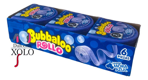 Bubbaloo Rollo Sabor Mora Azul 6pz