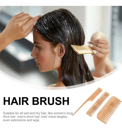 Peine Masajeador De Bambú Barber Comb, 3 Piezas