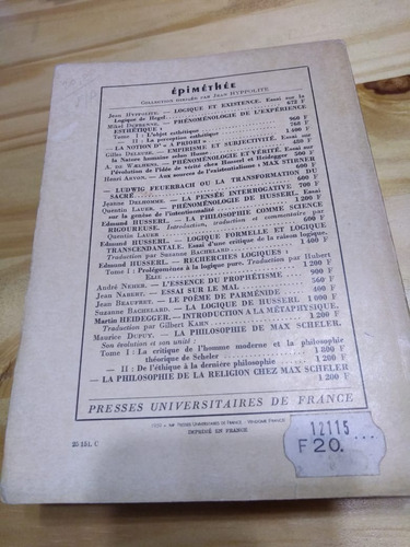 Imagen 2 de 2 de La Philosophie De Max Scheler - Dupuy - Francés - U