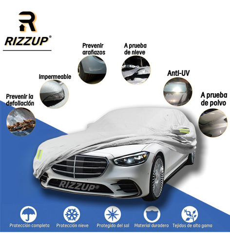 Rizzup® funda 5.3m protector universal para carro anti polvo sol viento lluvia impermeable plateado