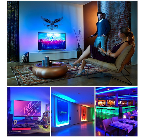 Fita De Led Rgb 5m 16 Cores Prova D'agua C/ Fonte E Controle Tensão De Operação 12v 127/220v