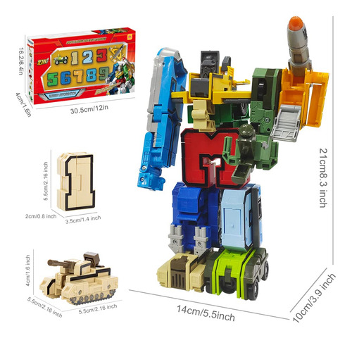 Juguete Transformador Alpha Bot Números Para Niños De 3 Años Personaje Color