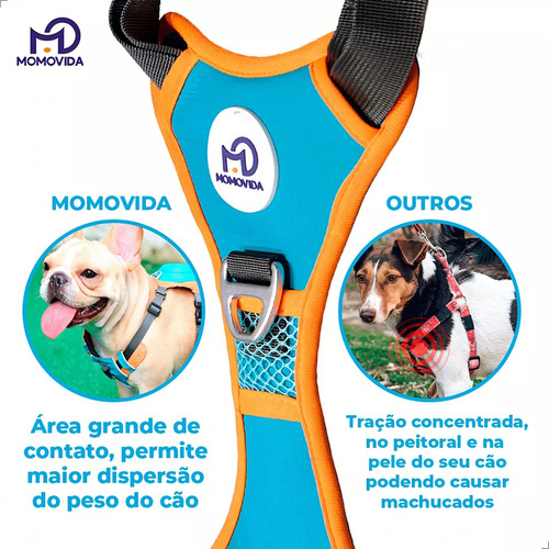 Colete Anti Puxão Para Cães Com Coleira Ajustável Momovida Dl S