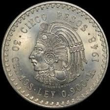 Moneda Cinco Pesos Cuauhtemoc Plata Original Buen Estado