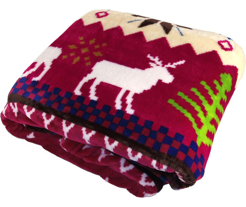 Manta Polar Super Suave Caliente Diseño De Reno Navideño Vino Reno