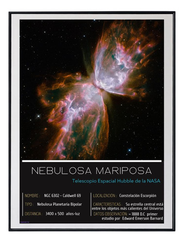 Póster/afiche Astrofotografía Real (nebulosa Mariposa)  Nasa
