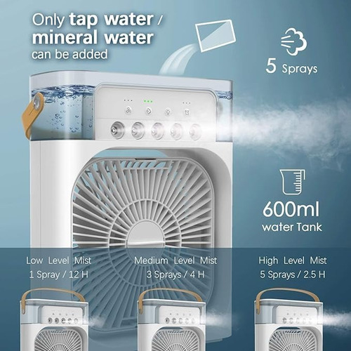 Climatizador Portátil Mini Ventilador De Aire Acondicionado Humidificador 4 En 1 Mini Aire Acondicionado Ventilador De Escritorio Portátil Marca Dosyu Color Blanco