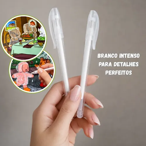 Canetinha Touch Ponta Dupla Original + 2 Caneta Branca Gel