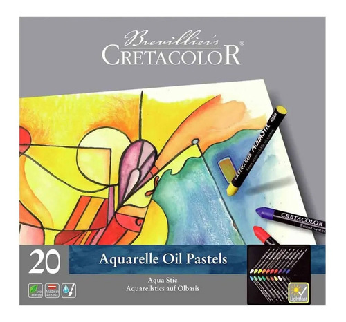 Giz Pastel Oleoso Aquarelavel Aqua Stic 20 Cores Cretacolor Cor Variadas