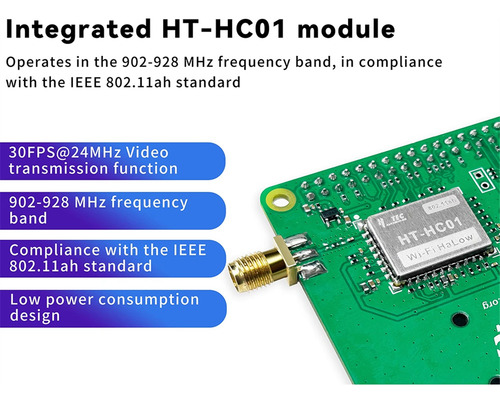 Módulo Wifi Halow Hr01 Pi-camlow Para Raspberry Pi Hat 5mp C