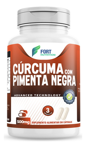Fort Nutrition Cúrcuma com Pimenta Preta Premium Frasco com 60 Cápsulas