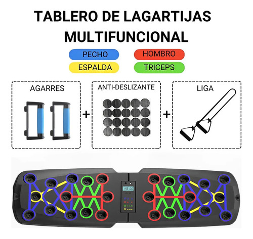 Tabla Lagartijas Portátil Inteligente Y Multifuncional Negro Tabla Soporte P Lagartijas Pecho Hombro Espalda Tríceps