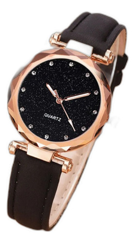 Reloj Pulsera De Cuero Simil Más Pulsera Con Strass