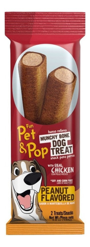 Pet Pop Munchy Hueso Snack Perro 160g Carne Pollo Maní Vegan
