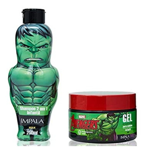 Kit Avengers Hulk Shampoo 2 Em 1 250ml + Gel 250g Impala 