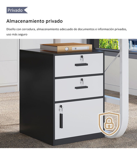 Archivero De Madera Para Oficina Con Llave Y 2 Cajones