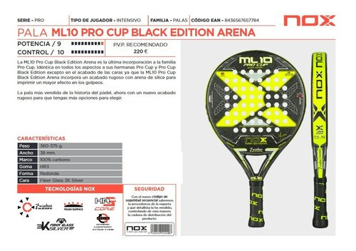 Paleta de pádel Nox ML10 Pro Cup Black Edition