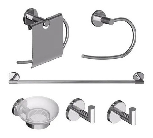 Juego Set Accesorios Baño 6 Piezas Piazza Dot Metal Bronce