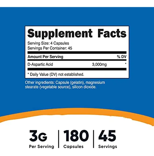Suplemento Nutricost De Ácido D-aspártico (daa) 3000 Mg 180
