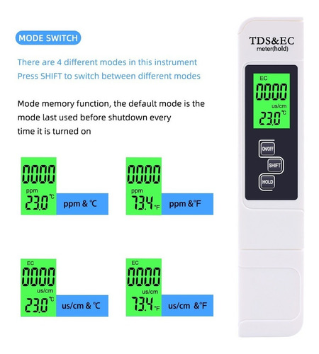 Imagen 3 de 3 de Medidor De Ph + Medidor De Tds O Sdt+ce+ Temperatura Combo